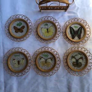Vintage Butterfly Rattan Coasters
